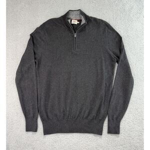 Faherty Cotton/Cashmere 1/4 Zip Pullover Sweater Men's Medium Gray